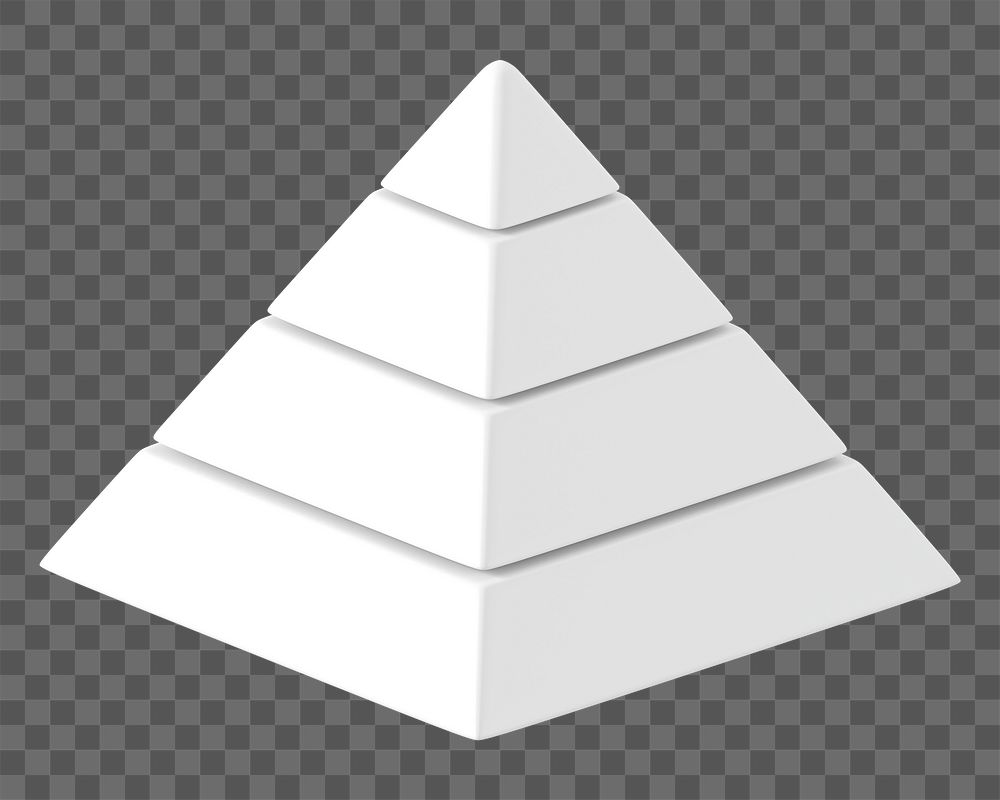 3D white pyramid png, geometric shape clipart, transparent background