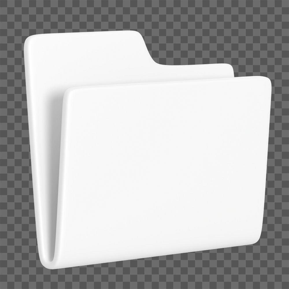 3D white folder png data storage icon, transparent background