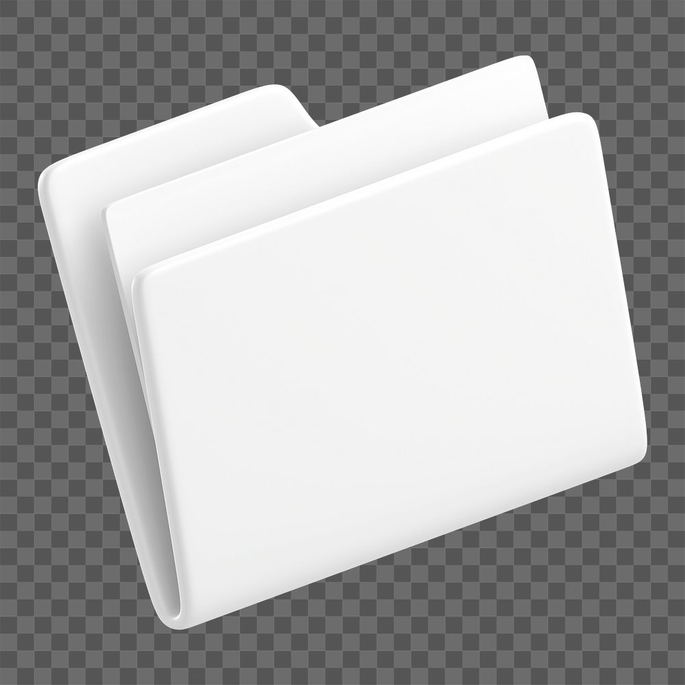 3D white folder png data storage icon, transparent background