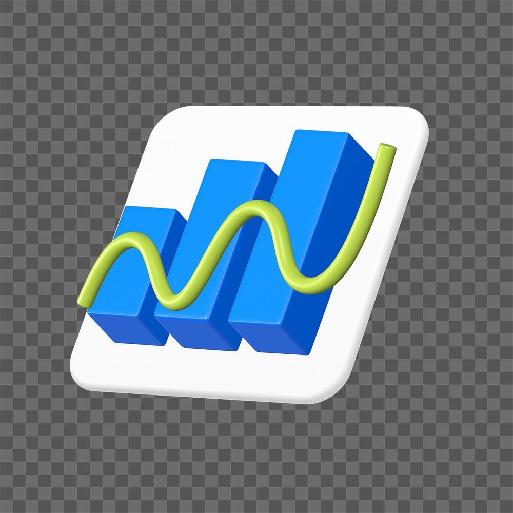 Positive graph png sticker, 3D business illustration, transparent background 