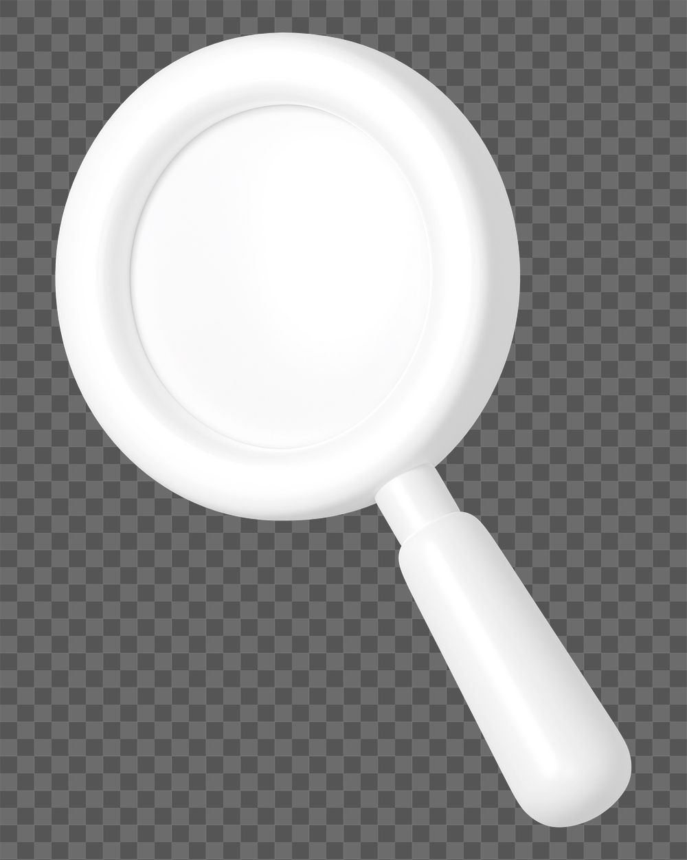 White magnifying glass png 3D icon sticker, transparent background