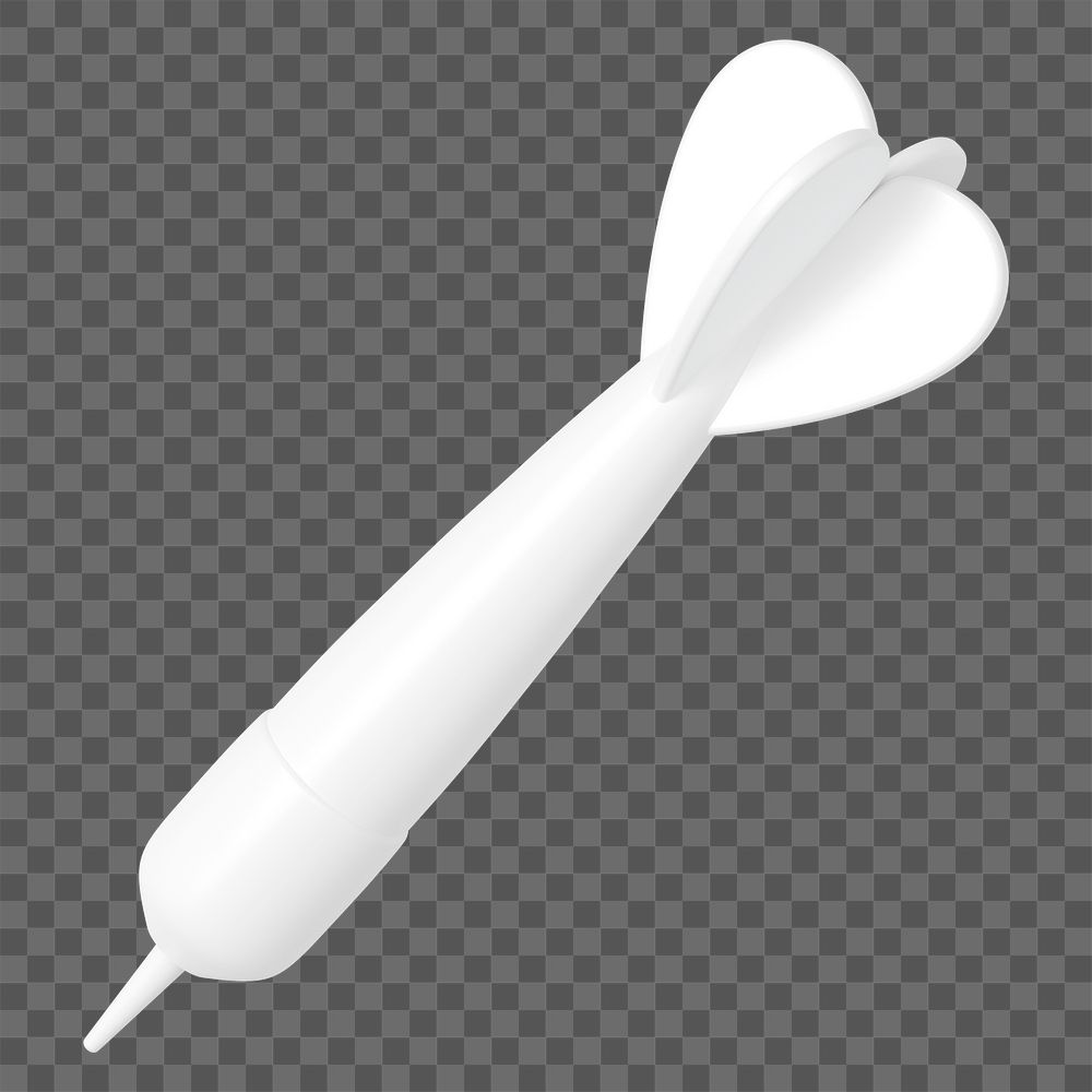 White 3D dart png sticker, transparent background