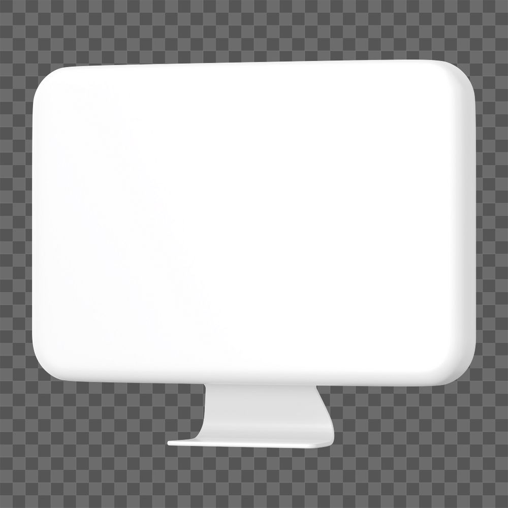 Minimal 3d computer png sticker, transparent background