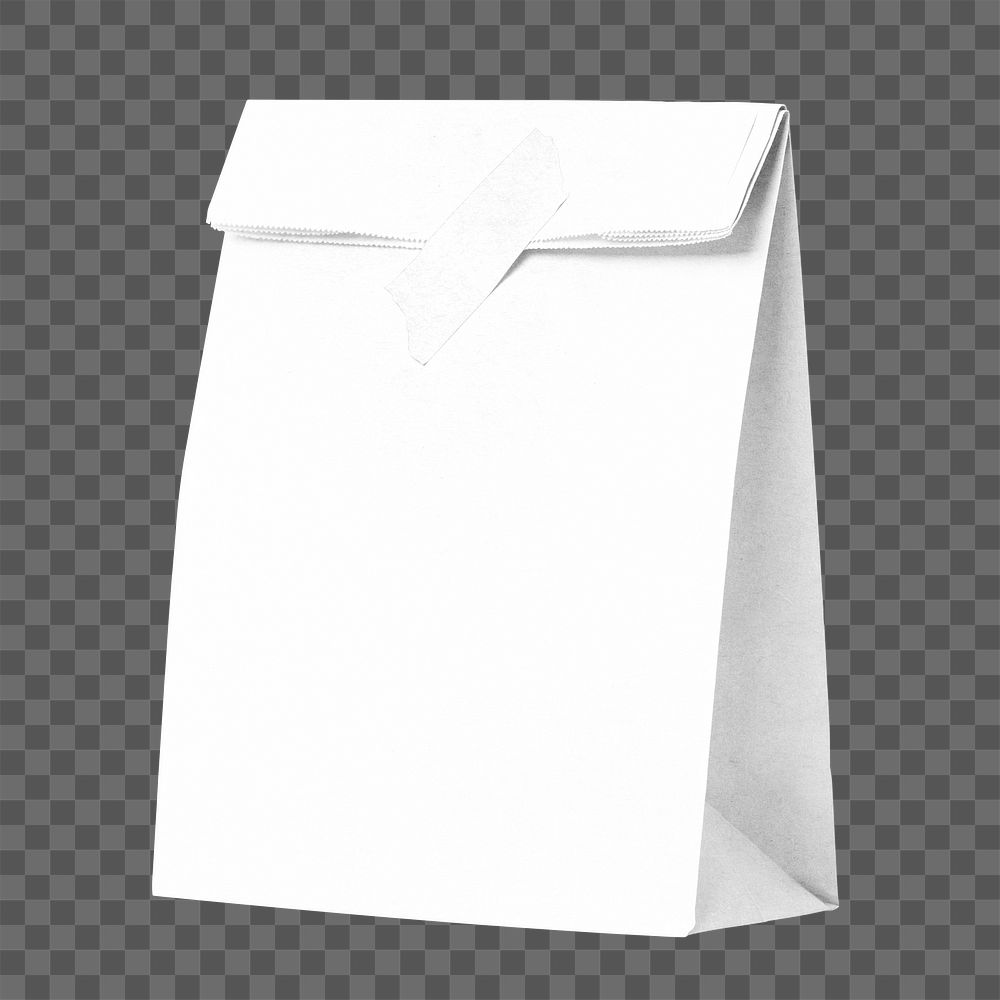 White paper bag png, eco product packaging sticker, transparent background