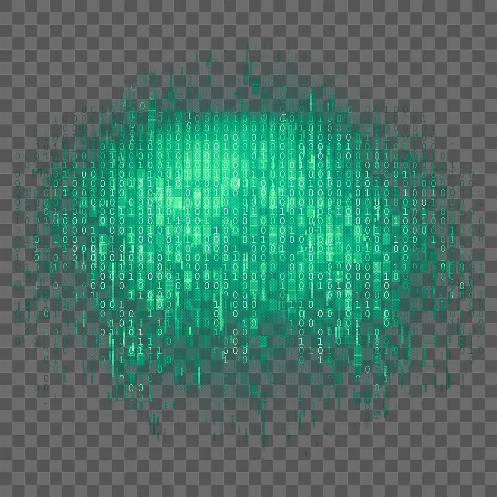 Green computer code png, abstract technology element, transparent background