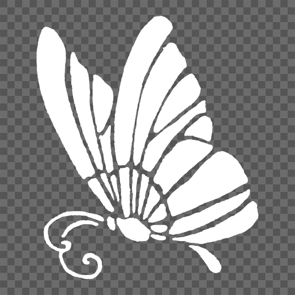 Vintage butterfly png white animal sticker, transparent background, remixed by rawpixel