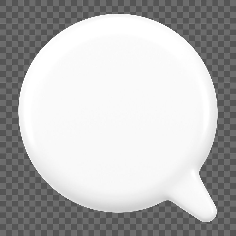 3D speech bubble png badge, circle shape on transparent background