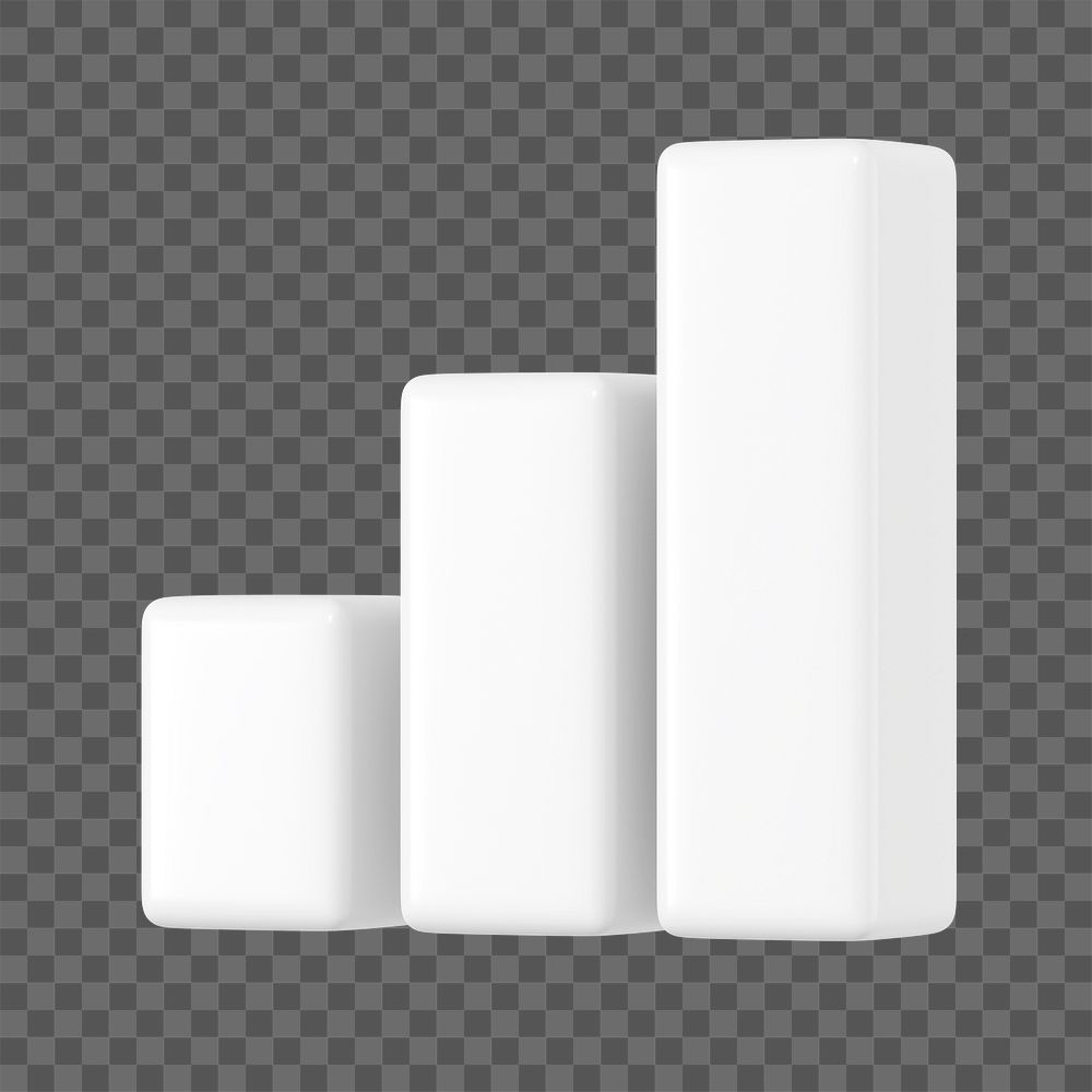 Minimal bar graph png 3D rendered sticker, transparent background