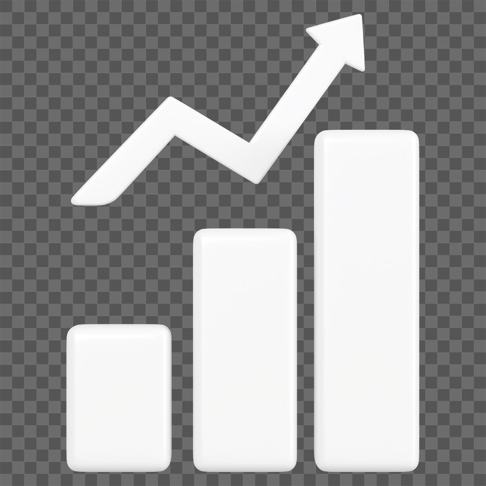 Positive bar graph png 3D rendered sticker, transparent background