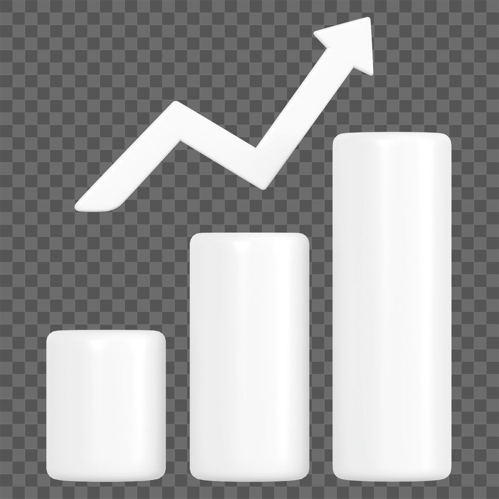 Increasing bar graph png 3D rendered sticker, transparent background