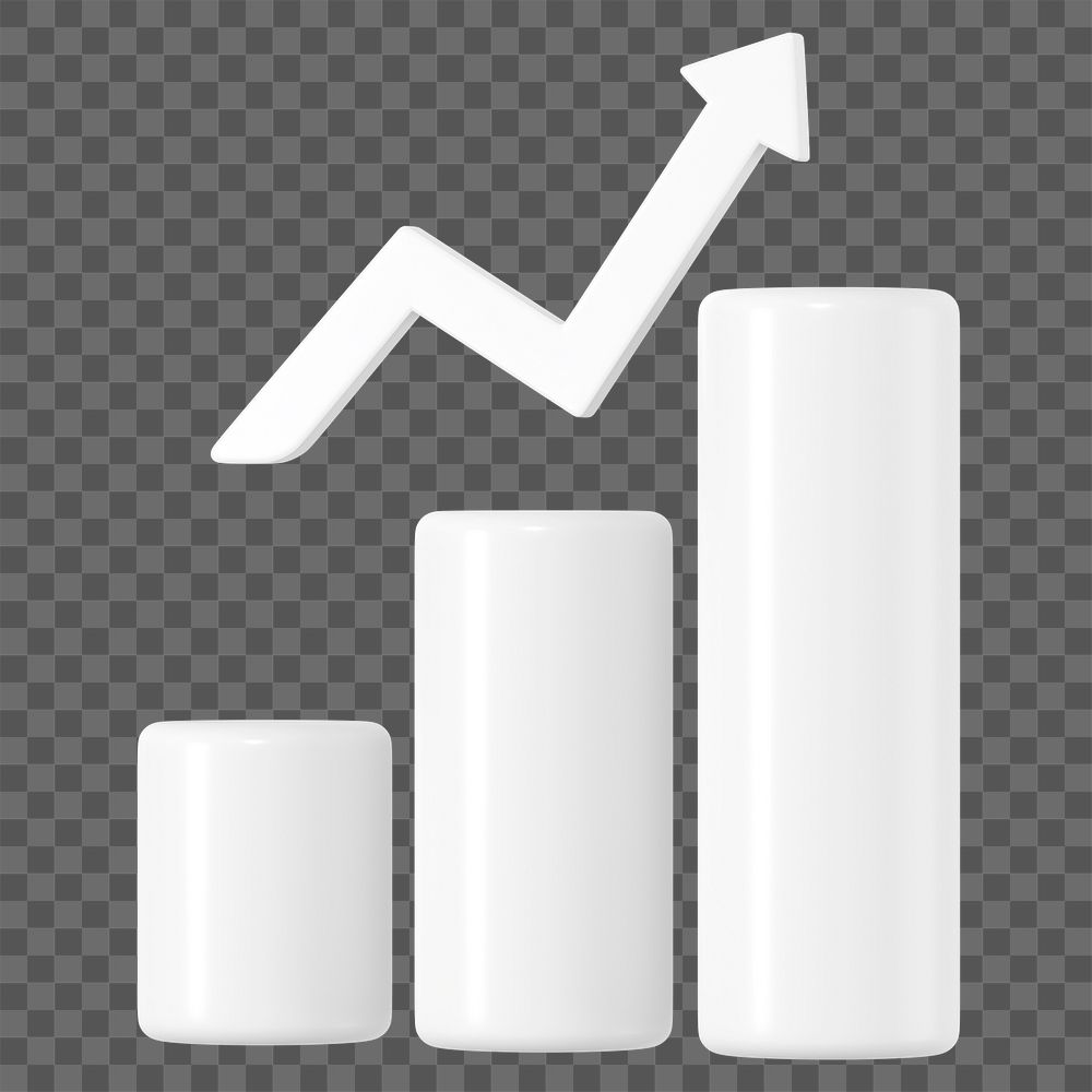 Positive bar graph png 3D rendered sticker, transparent background