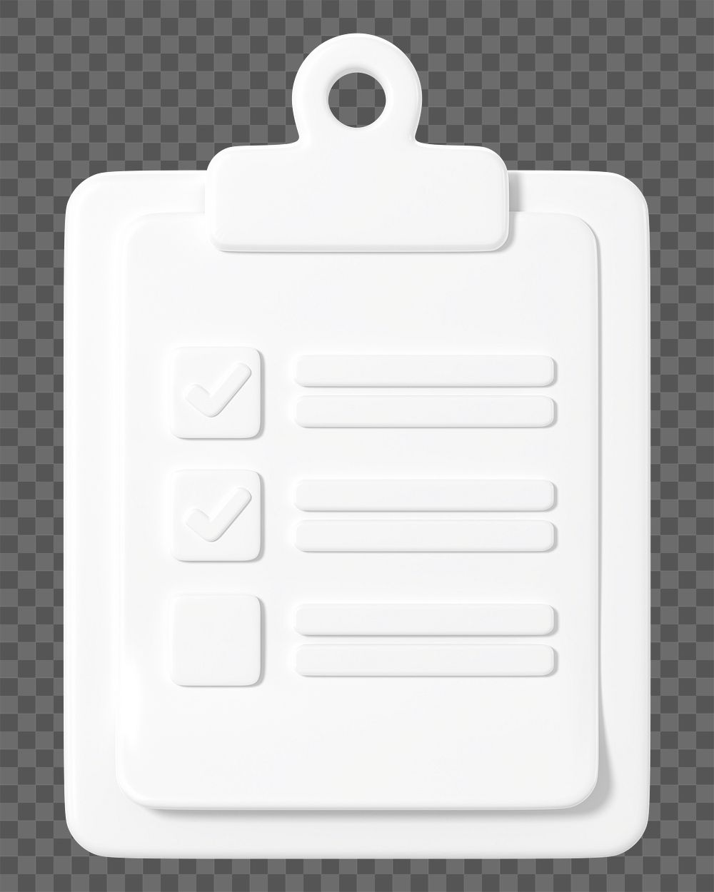 White checklist clipboard png 3D business icon sticker, transparent background