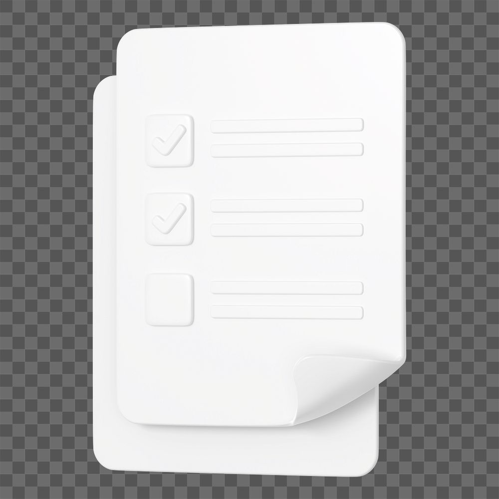 White checklist png 3D business icon sticker, transparent background