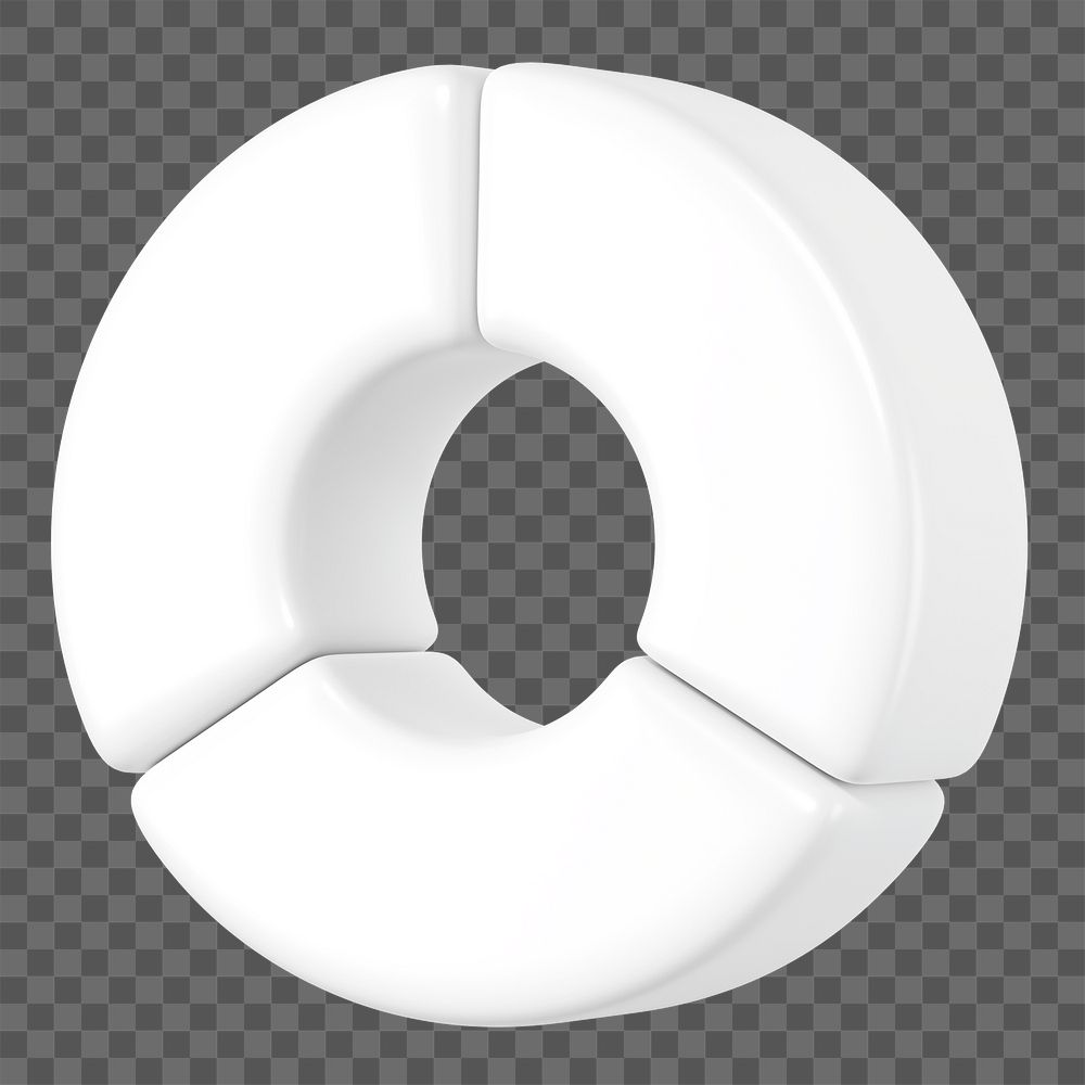 White circle graph png 3D shape sticker, transparent background