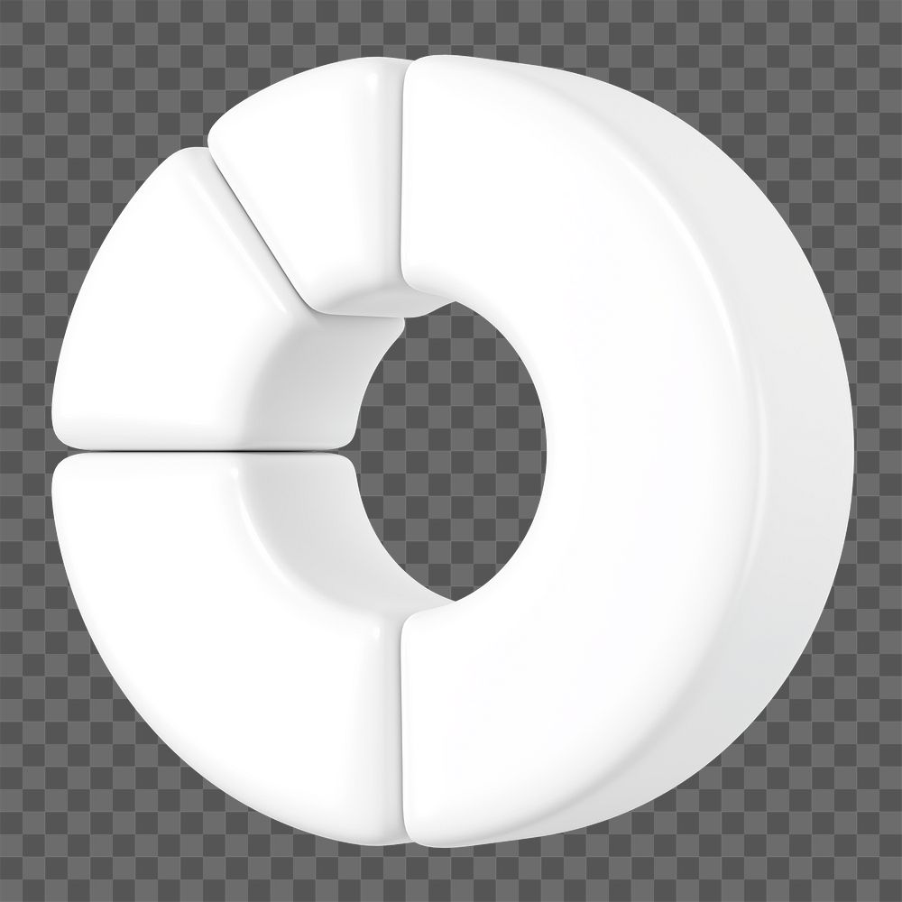 White circle graph png 3D shape sticker, transparent background