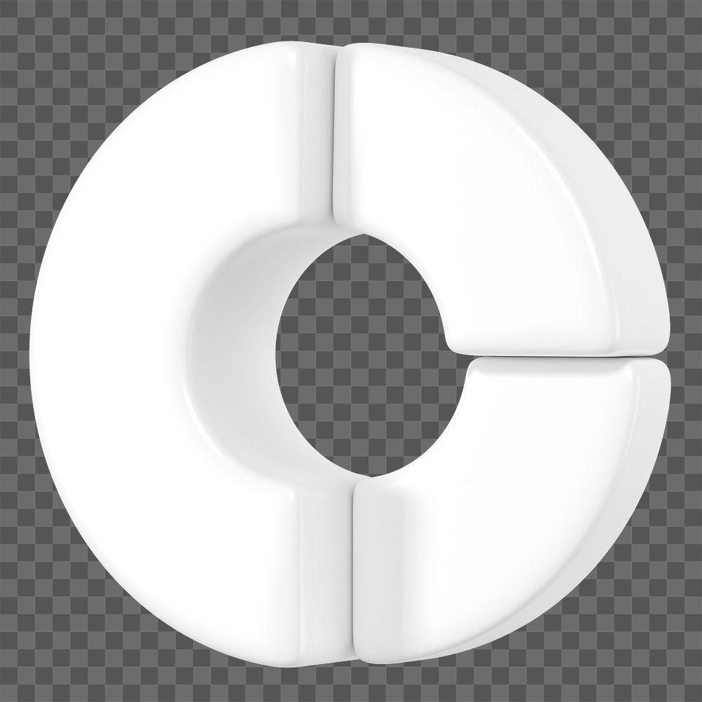 White circle graph png 3D shape sticker, transparent background