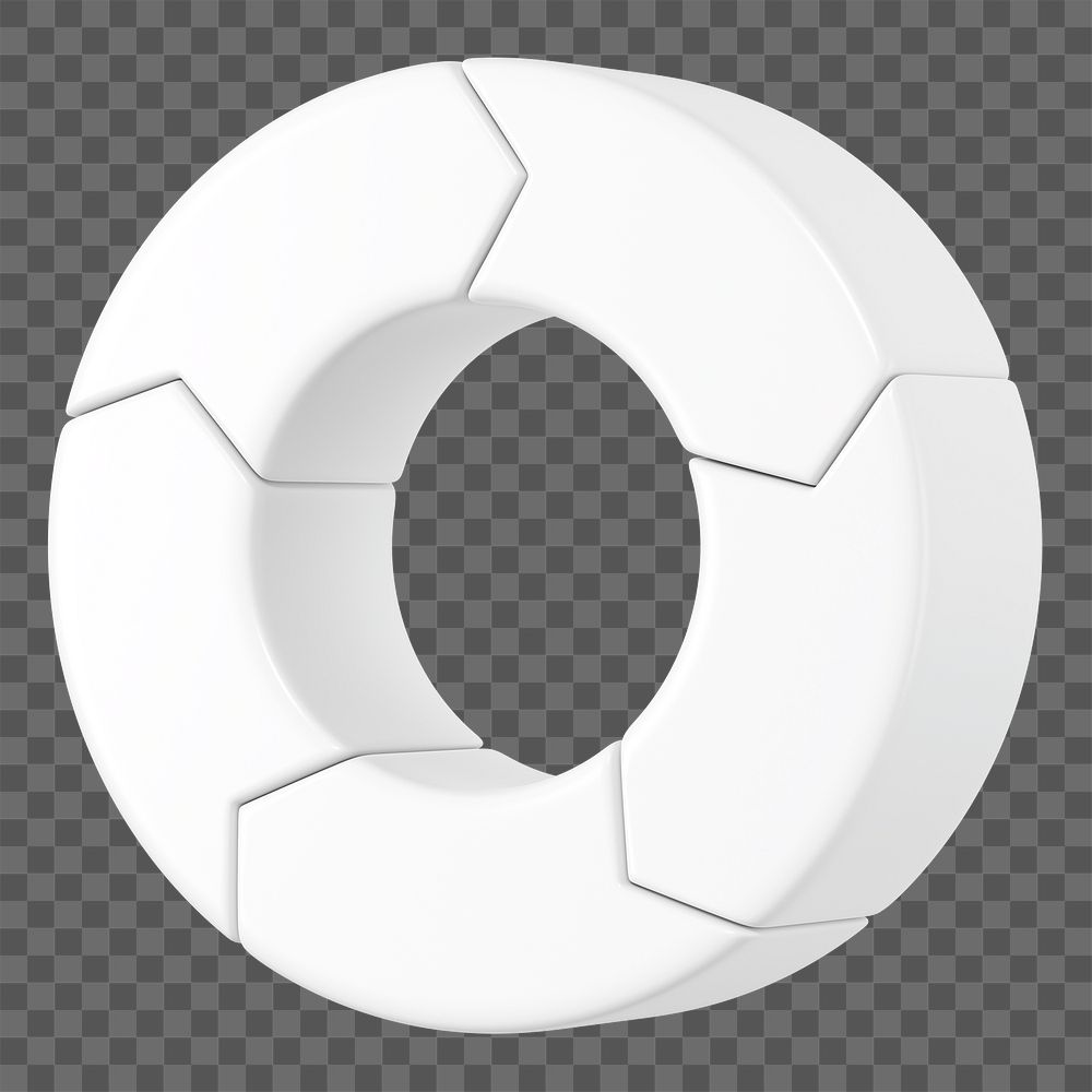 White circle graph png 3D shape sticker, transparent background