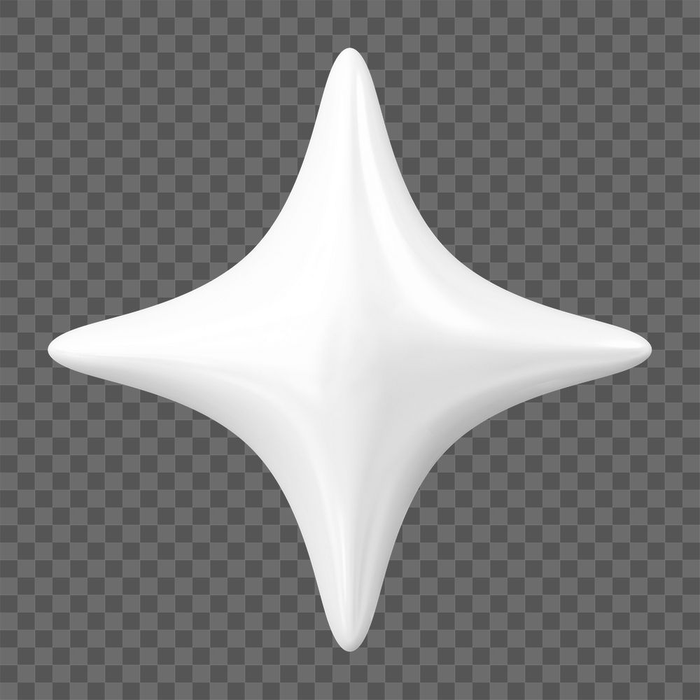 White sparkly star png sticker, 3D graphic, transparent background