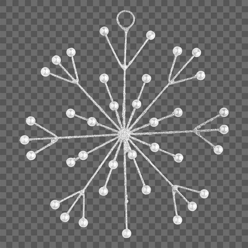 Silver snowflake png sticker, transparent background