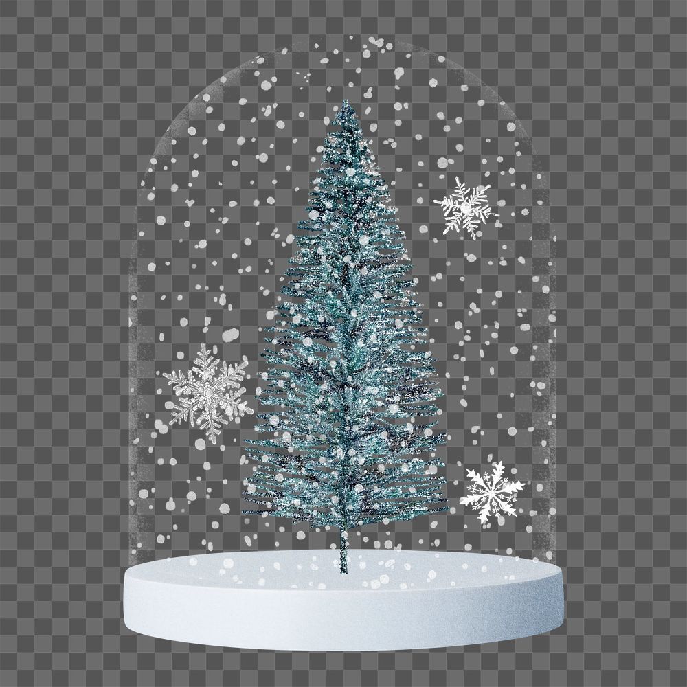 Christmas tree snow globe png sticker, transparent background