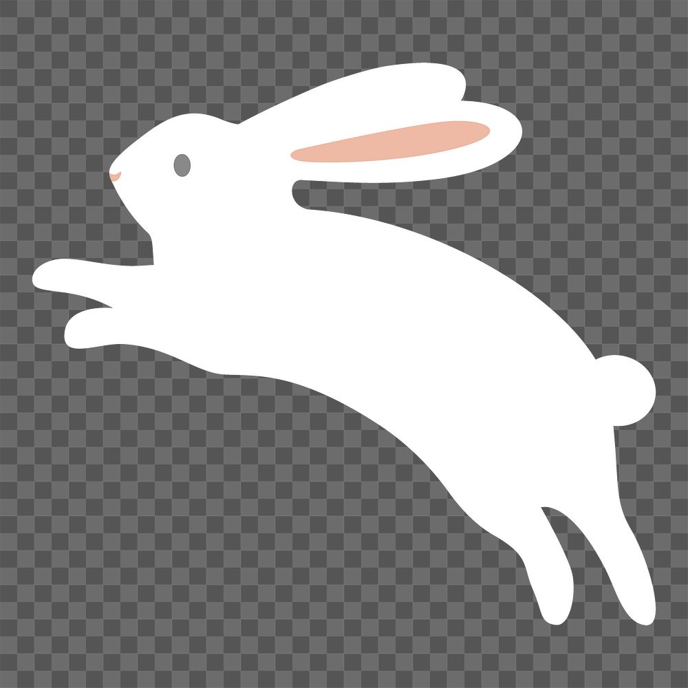 Jumping white rabbit png sticker, Easter celebration graphic, transparent background