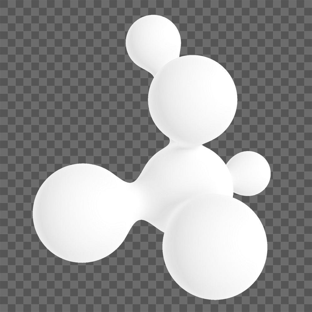 White molecule shape png sticker, 3D liquid graphic, transparent background