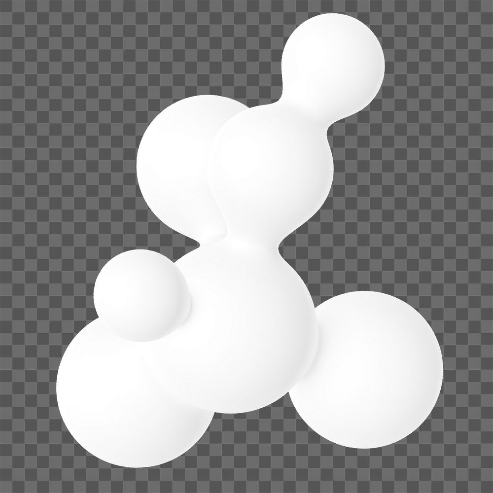 White molecule shape png sticker, 3D liquid graphic, transparent background
