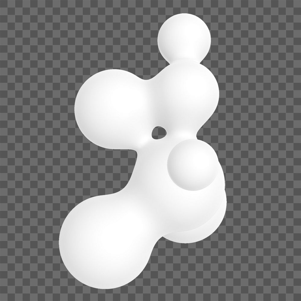 White molecule shape png sticker, 3D liquid graphic, transparent background