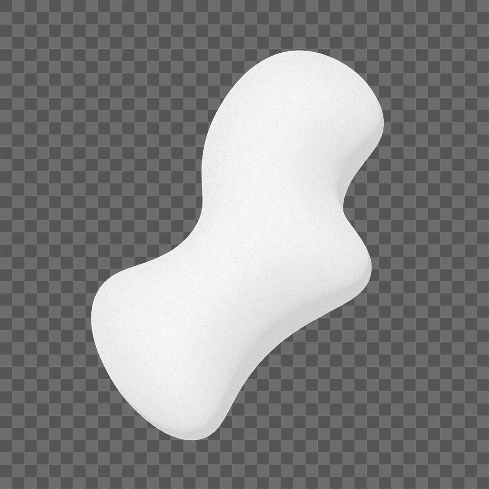 White organic shape png sticker, 3D rendering graphic, transparent background