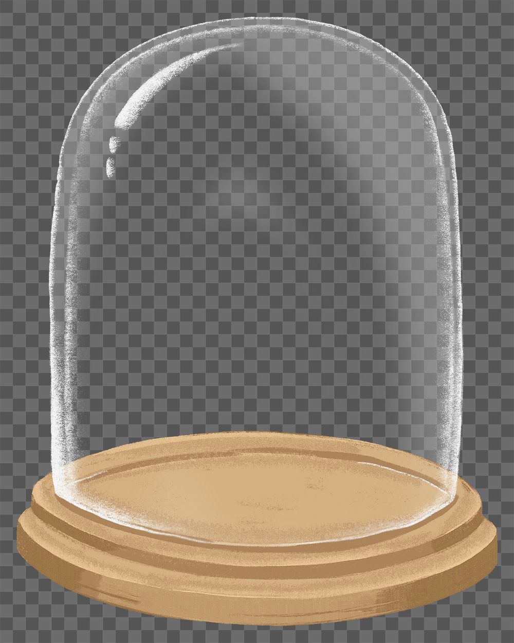 Glass cloche png drawing sticker, transparent background