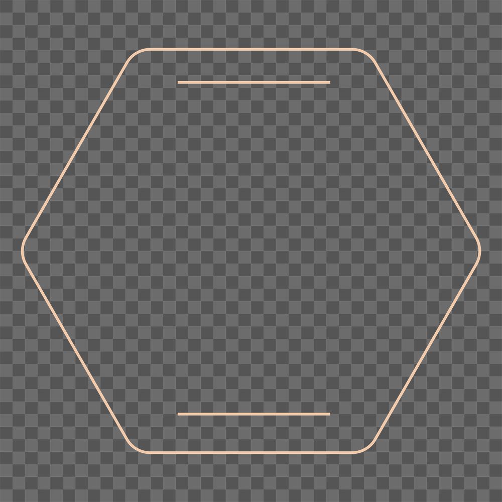 Hexagon frame png logo element, transparent background
