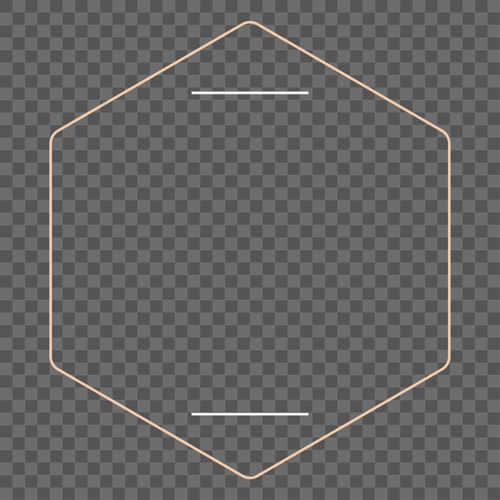 Hexagon frame png logo element, transparent background