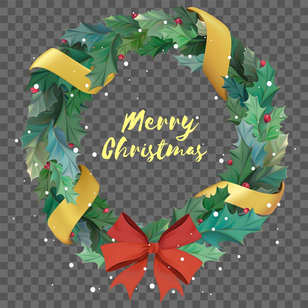 Christmas wreath png home decor sticker, transparent background