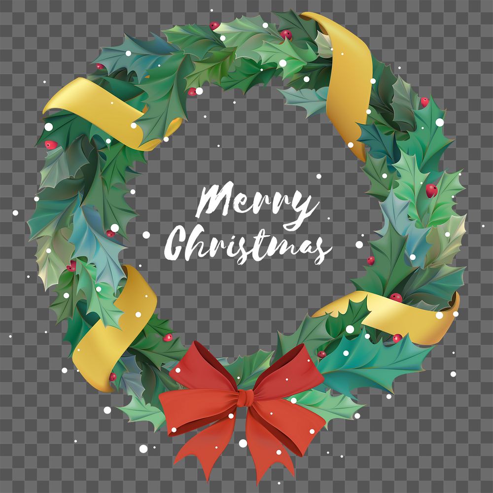 PNG Christmas wreath sticker, transparent background