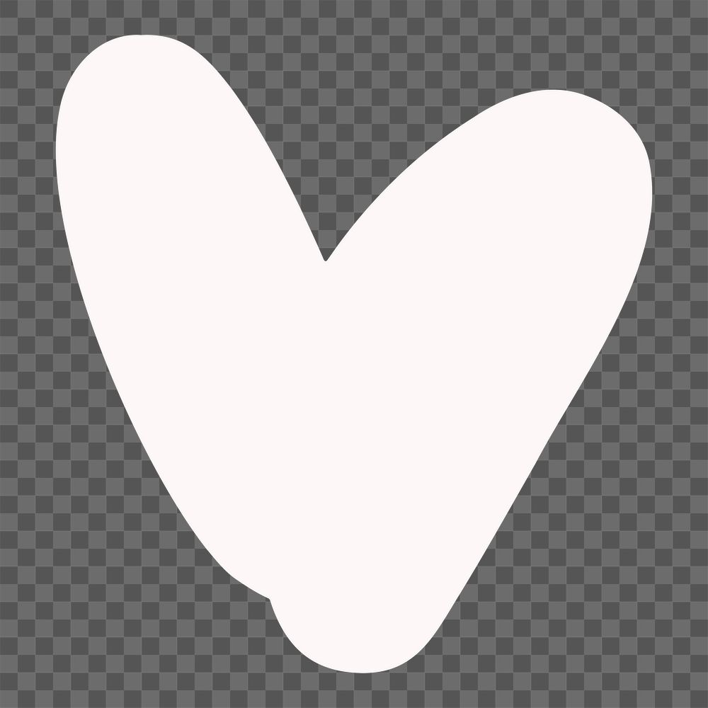 Heart png sticker, off white doodle graphic, transparent background