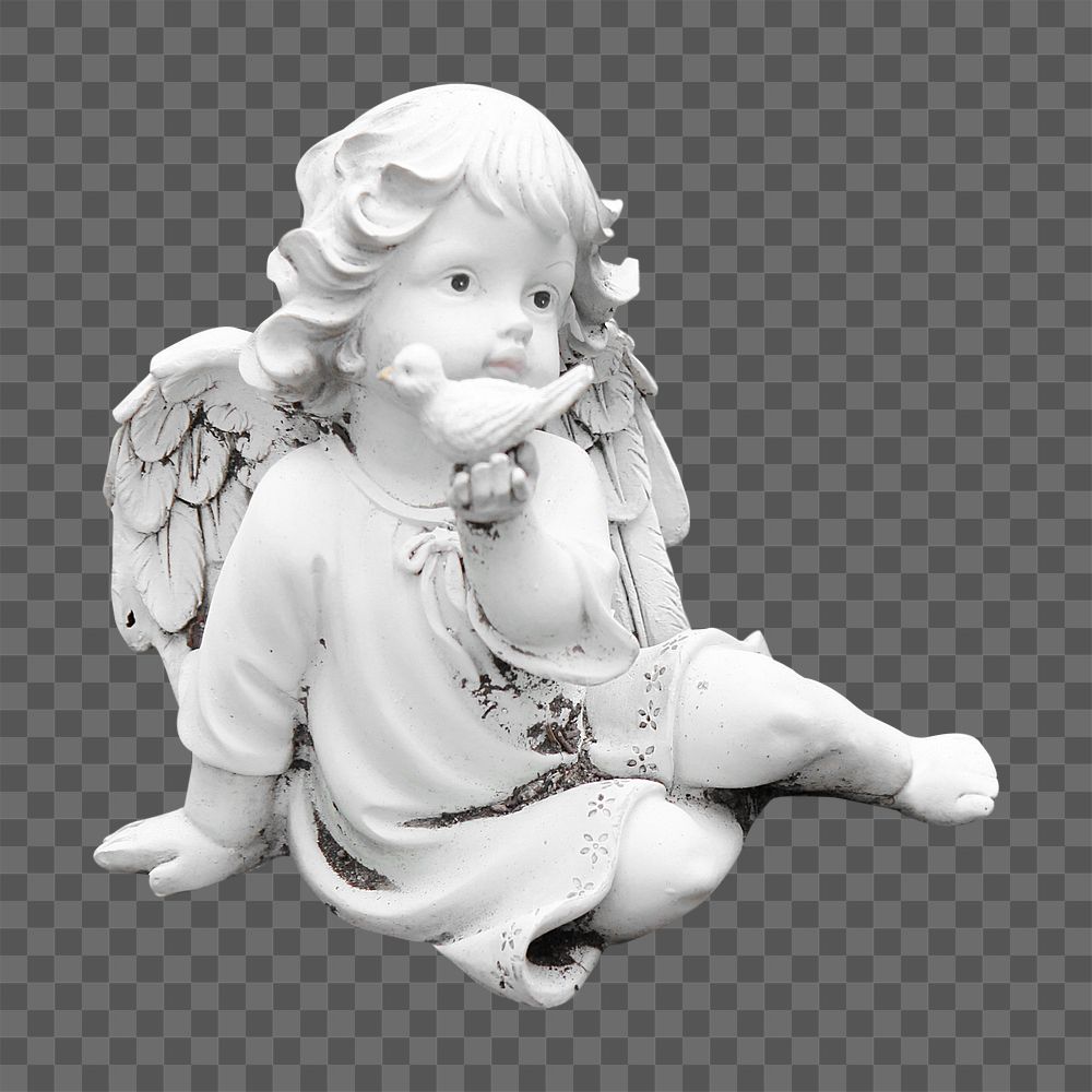 Baby angel figurine png sticker, transparent background