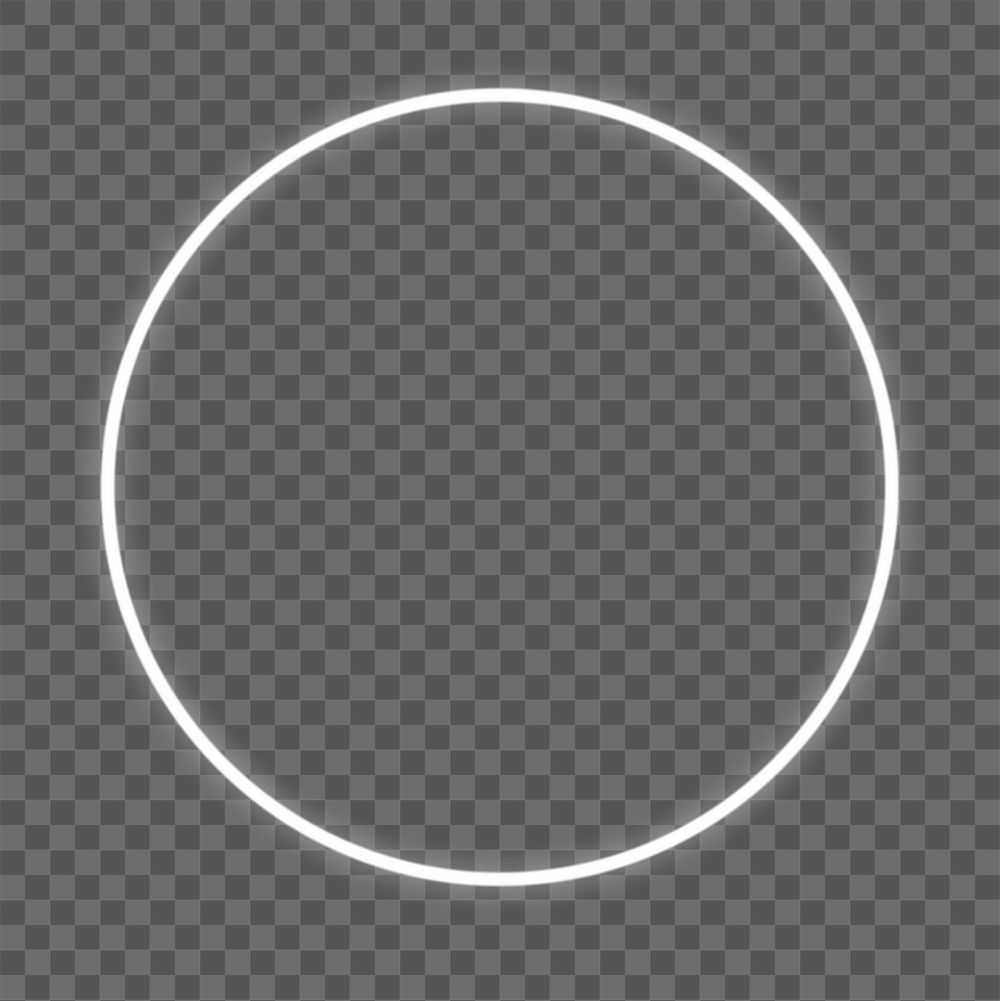 Neon circle frame png, transparent background