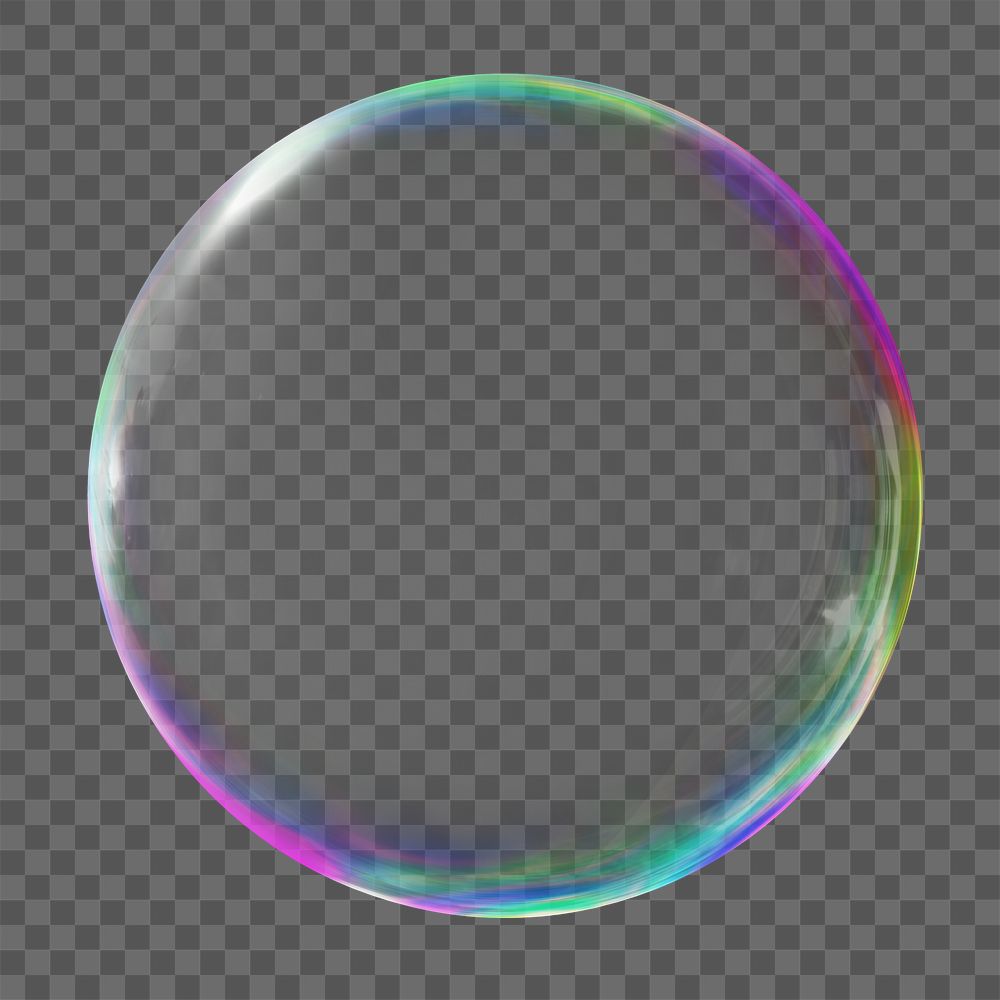 Holographic bubble shape png sticker, 3D rendering graphic, transparent background