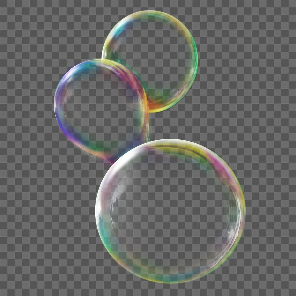 Holographic bubble shape png sticker, 3D rendering graphic, transparent background