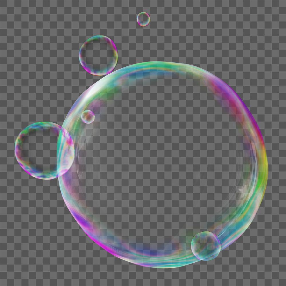 Holographic bubble shape png sticker, 3D rendering graphic, transparent background