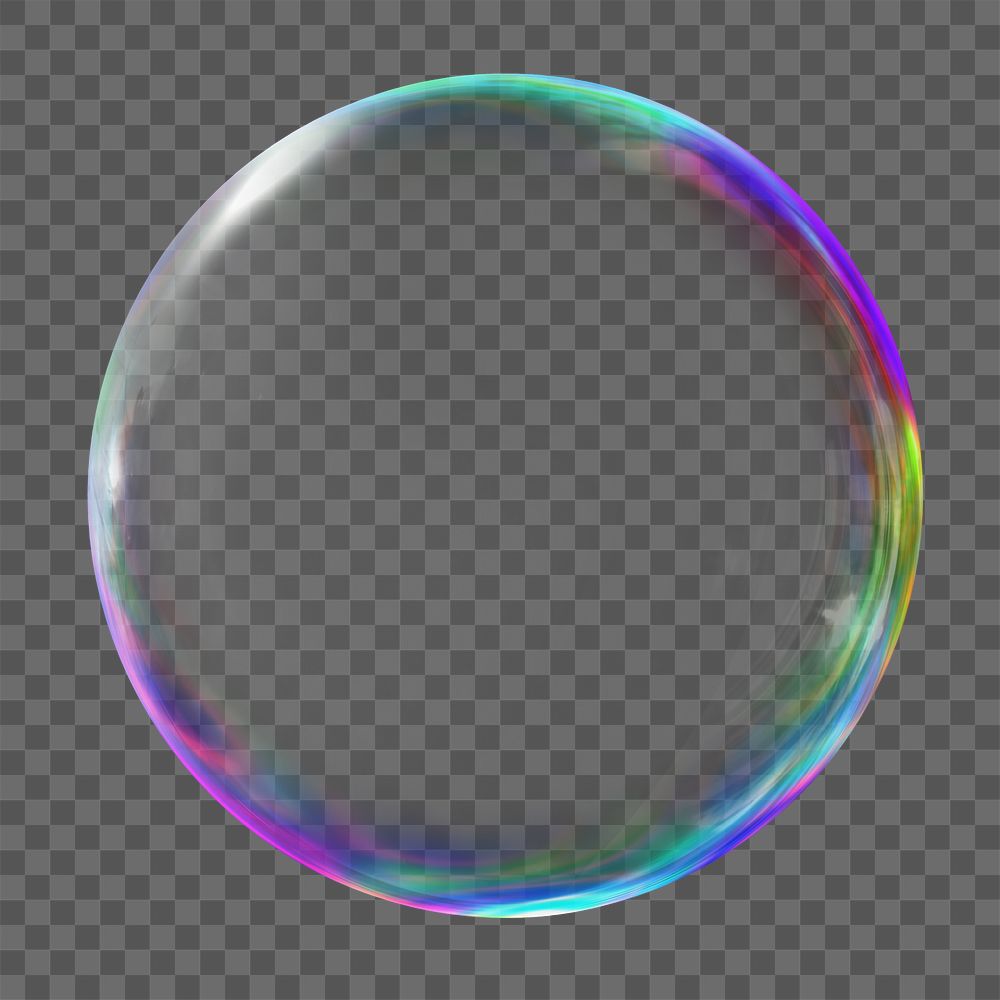 Holographic bubble shape png sticker, 3D rendering graphic, transparent background