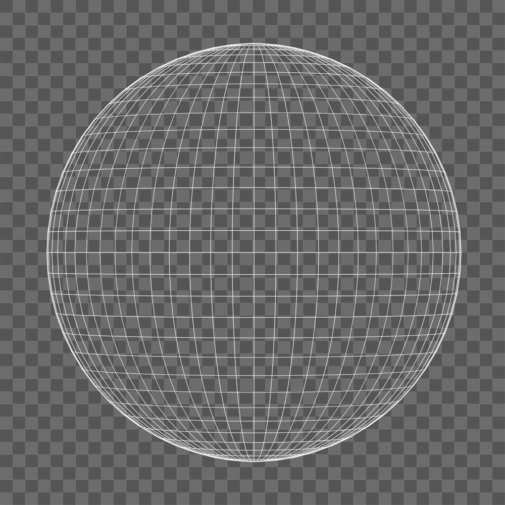 Grid globe png element, transparent background