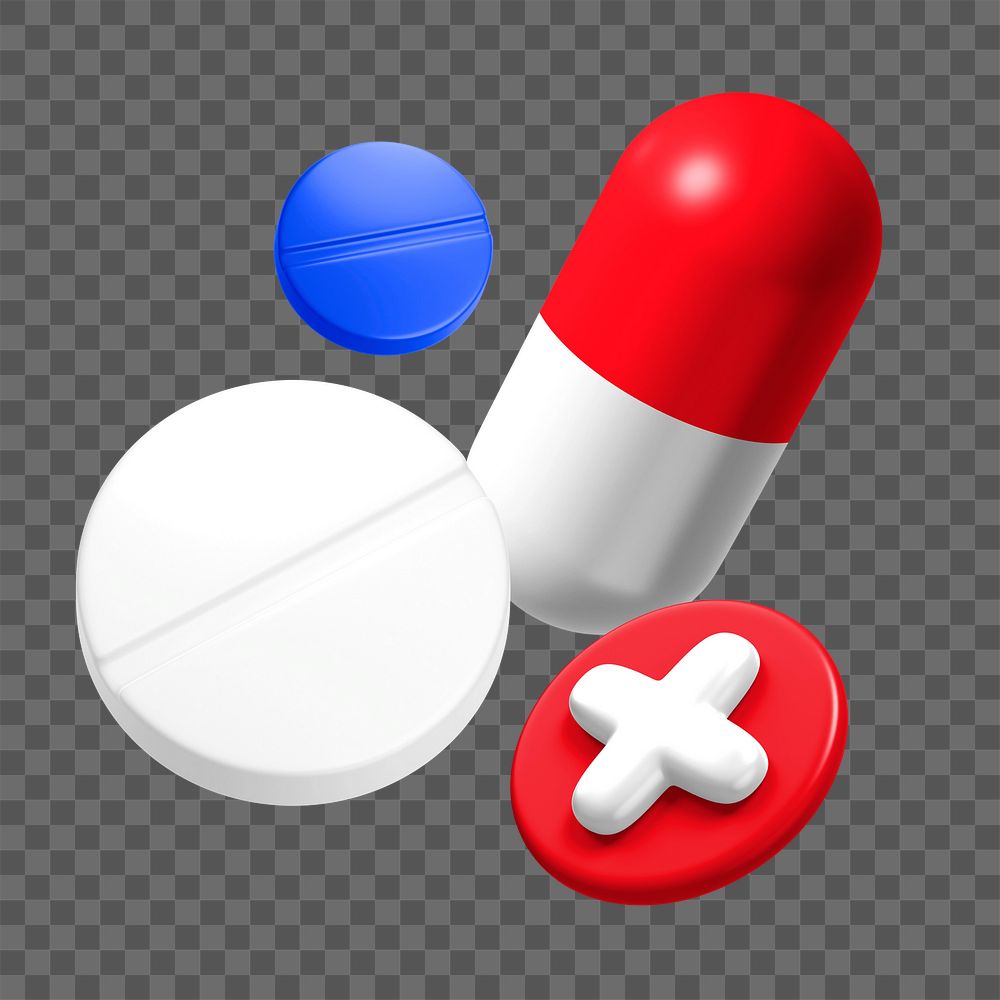 Medicine pills png 3D sticker, transparent background