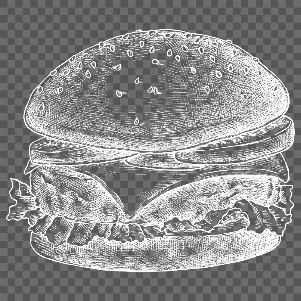 Png burger illustration collage element, transparent background