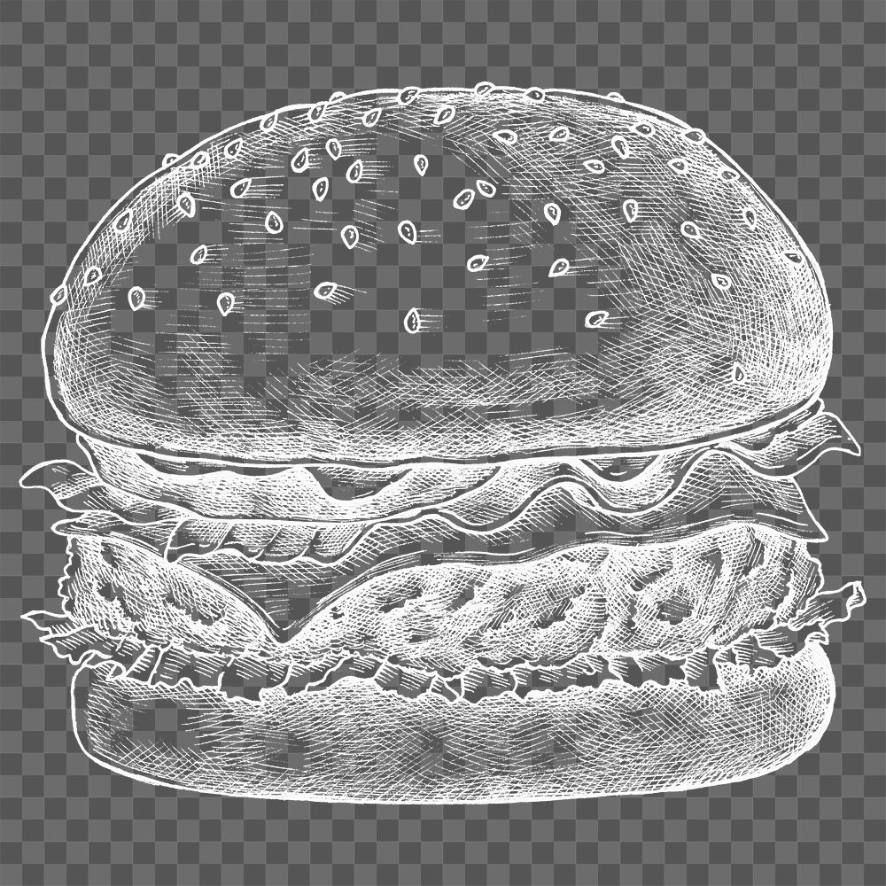 Png burger illustration collage element, transparent background
