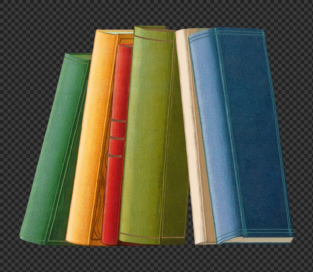 PNG Stacked books, vintage illustration by Ludvig Sandöe Ipsen, transparent background. Remixed by rawpixel.