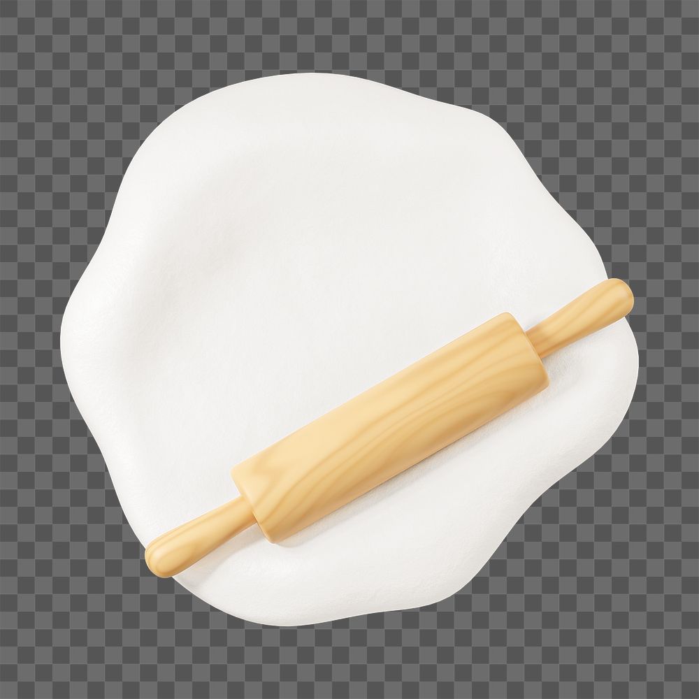 PNG 3D rolling pin dough, element illustration, transparent background