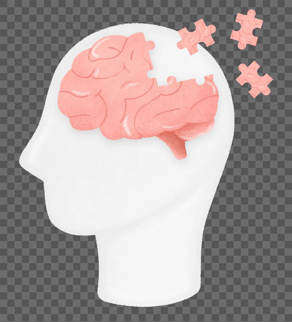 Puzzled human brain png, business graphic, transparent background
