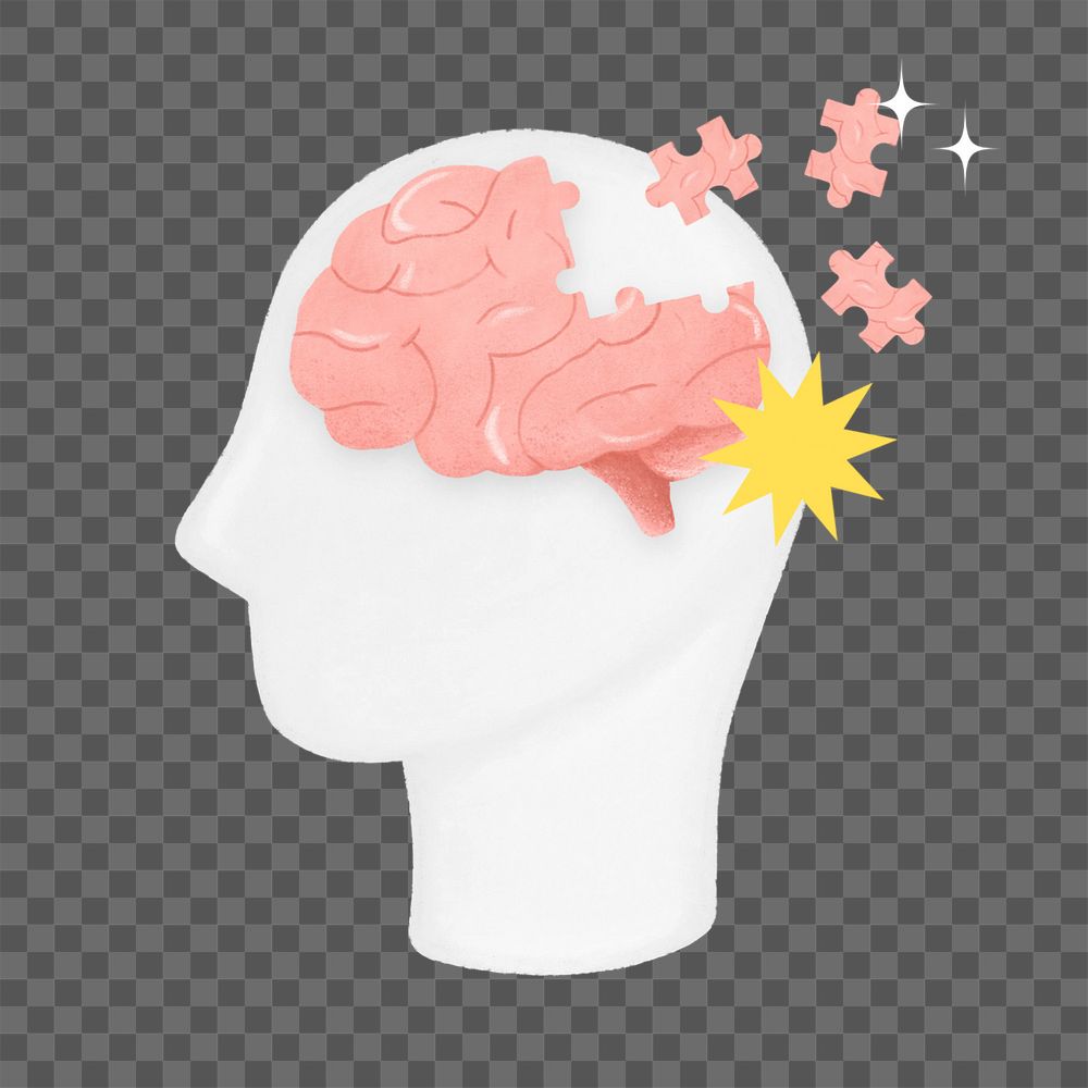 Puzzled human brain png, business strategy remix, transparent background