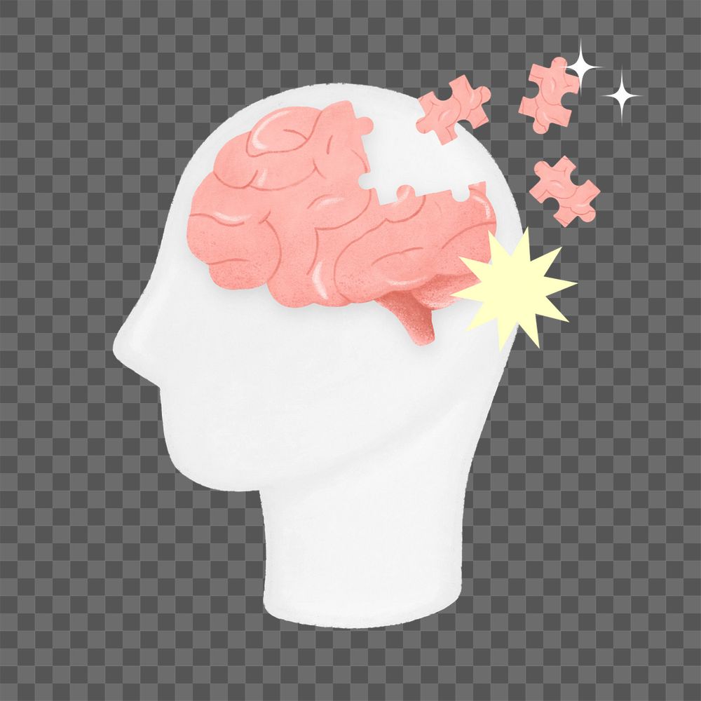 Puzzled human brain png, business strategy remix, transparent background